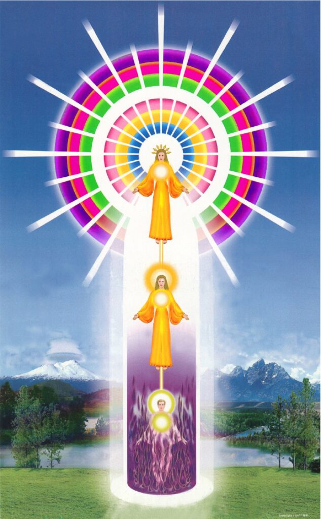 Image de la Présence I AM Je Suis représentant l'Ascension et la fusion du moi incarné avec sa Présence I AM.